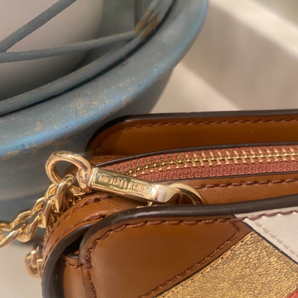 Michael Kors Adele Patchwork Orange And Gold Cros… - image 4